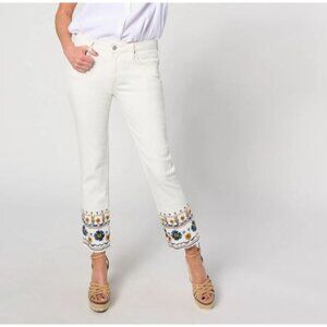 DRIFTWOOD White Ankle Cropped SLIM fit Jeans with Embellished Hem